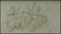 K II 057 verso
          <br/>
          De drie Schikgodinnen
          <br/>
          <em>Martinelli, Niccolò de (ca. 1540-1611)</em>